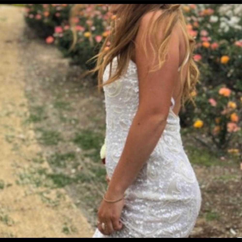 Beaded white formal dress